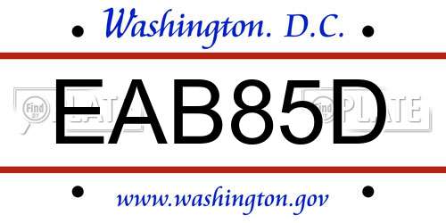 EAB85D District Of Columbia License Plate