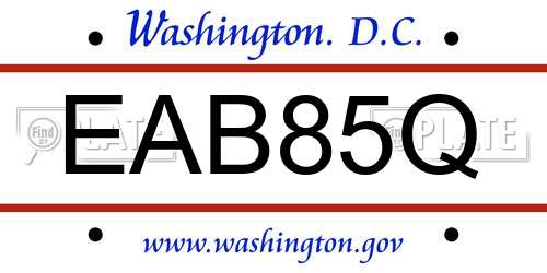 EAB85Q District Of Columbia License Plate