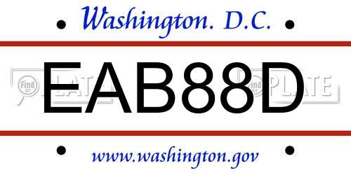 EAB88D District Of Columbia License Plate