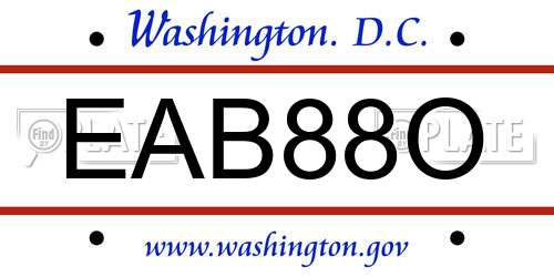 EAB88O District Of Columbia License Plate