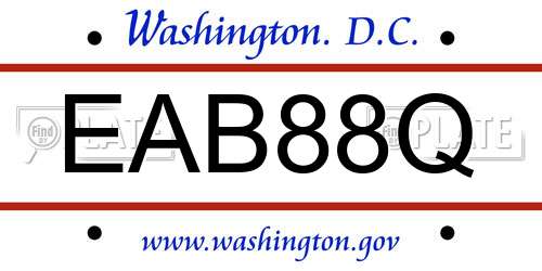 EAB88Q District Of Columbia License Plate