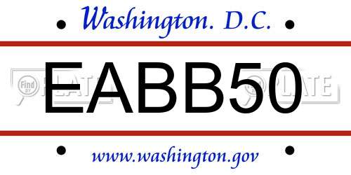 EABB50 District Of Columbia License Plate