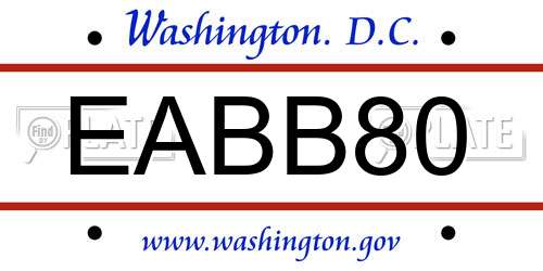 EABB80 District Of Columbia License Plate