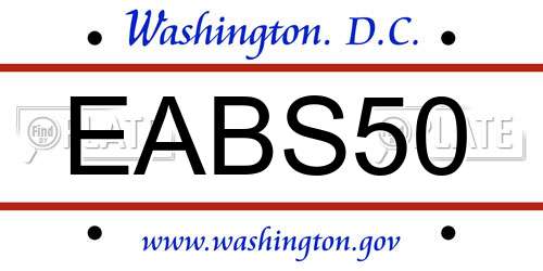 EABS50 District Of Columbia License Plate