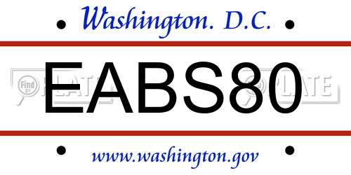 EABS80 District Of Columbia License Plate