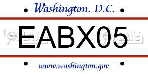 EABX05 District Of Columbia License Plate