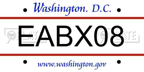 EABX08 District Of Columbia License Plate