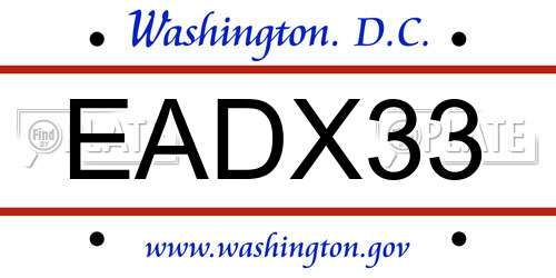 EADX33 District Of Columbia License Plate