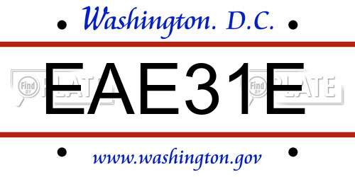 EAE31E District Of Columbia License Plate