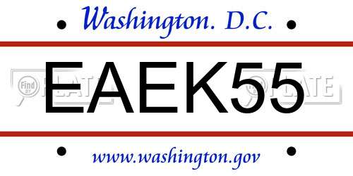 EAEK55 District Of Columbia License Plate