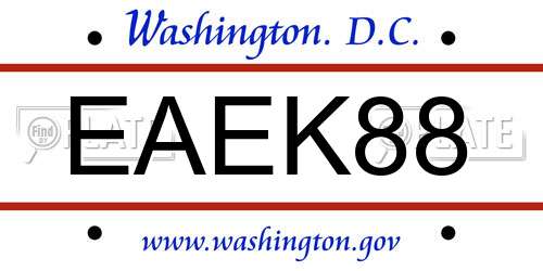EAEK88 District Of Columbia License Plate