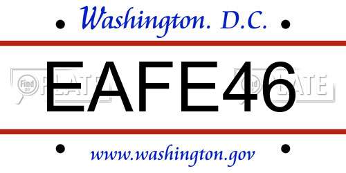 EAFE46 District Of Columbia License Plate