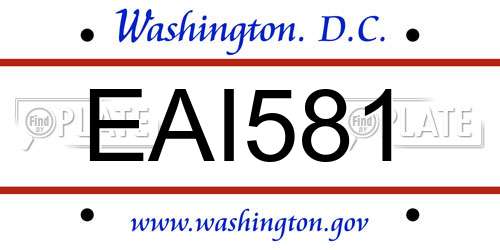 EAI581 District Of Columbia License Plate