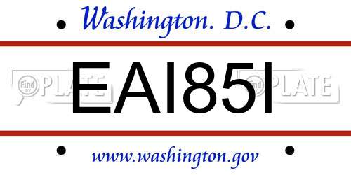 EAI85I District Of Columbia License Plate