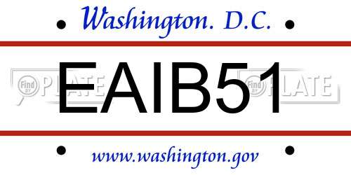 EAIB51 District Of Columbia License Plate