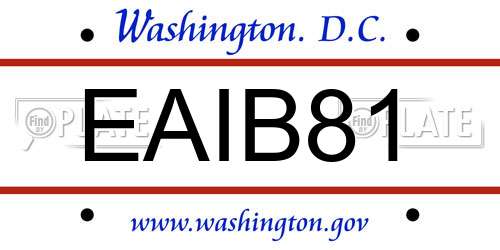 EAIB81 District Of Columbia License Plate