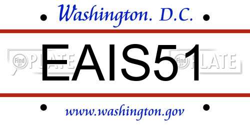 EAIS51 District Of Columbia License Plate