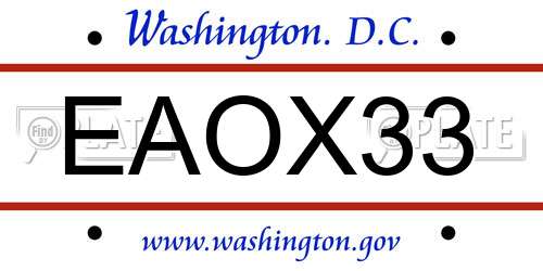 EAOX33 District Of Columbia License Plate