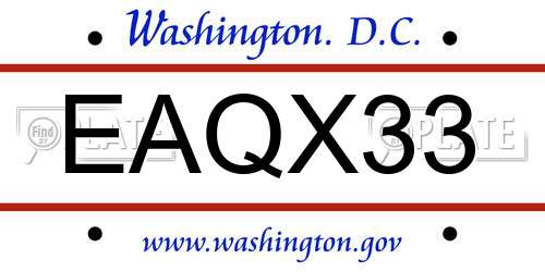 EAQX33 District Of Columbia License Plate