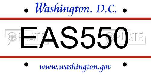 EAS550 District Of Columbia License Plate