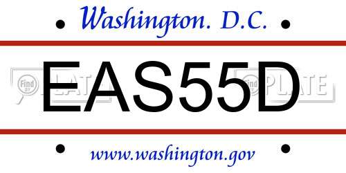 EAS55D District Of Columbia License Plate