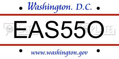 EAS55O District Of Columbia License Plate