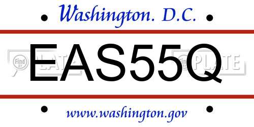 EAS55Q District Of Columbia License Plate