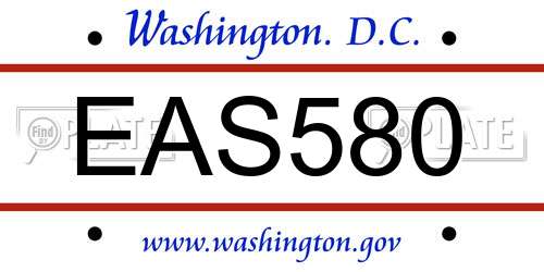 EAS580 District Of Columbia License Plate