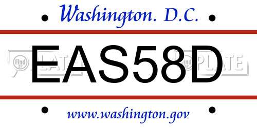 EAS58D District Of Columbia License Plate