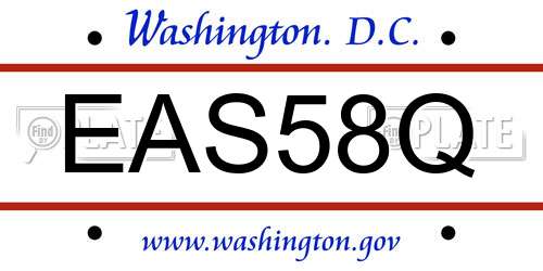 EAS58Q District Of Columbia License Plate