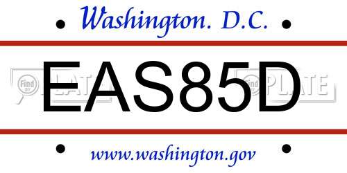 EAS85D District Of Columbia License Plate