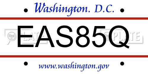EAS85Q District Of Columbia License Plate