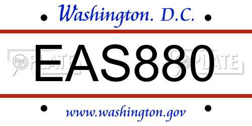 EAS880 District Of Columbia License Plate