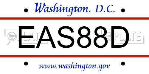 EAS88D District Of Columbia License Plate