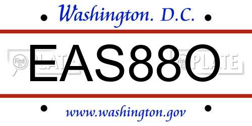 EAS88O District Of Columbia License Plate