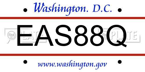 EAS88Q District Of Columbia License Plate