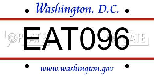 EAT096 District Of Columbia License Plate