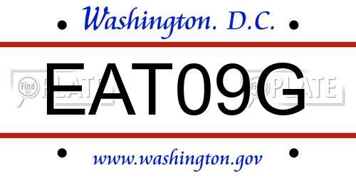EAT09G District Of Columbia License Plate
