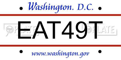 EAT49T District Of Columbia License Plate