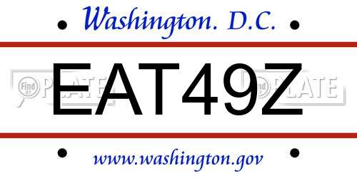 EAT49Z District Of Columbia License Plate