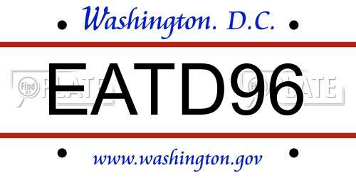 EATD96 District Of Columbia License Plate