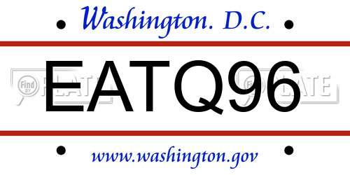 EATQ96 District Of Columbia License Plate