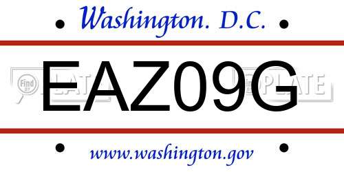 EAZ09G District Of Columbia License Plate
