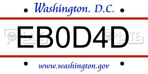 EB0D4D District Of Columbia License Plate