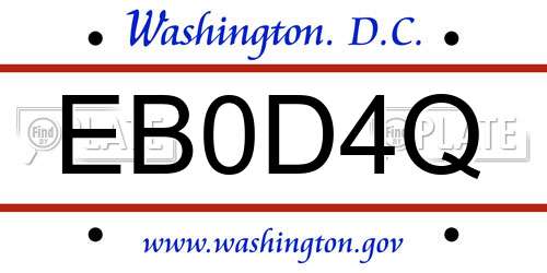 EB0D4Q District Of Columbia License Plate