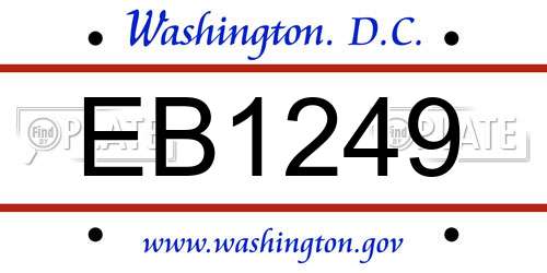 EB1249 District Of Columbia License Plate