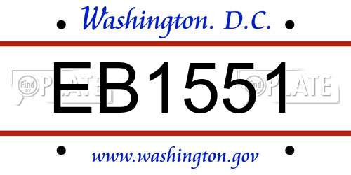 EB1551 District Of Columbia License Plate