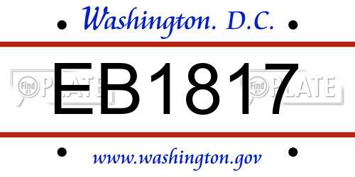 EB1817 District Of Columbia License Plate