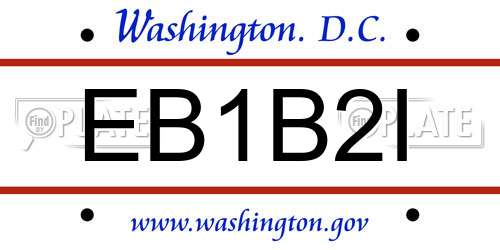 EB1B2I District Of Columbia License Plate