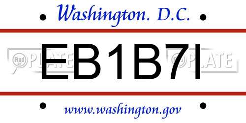 EB1B7I District Of Columbia License Plate